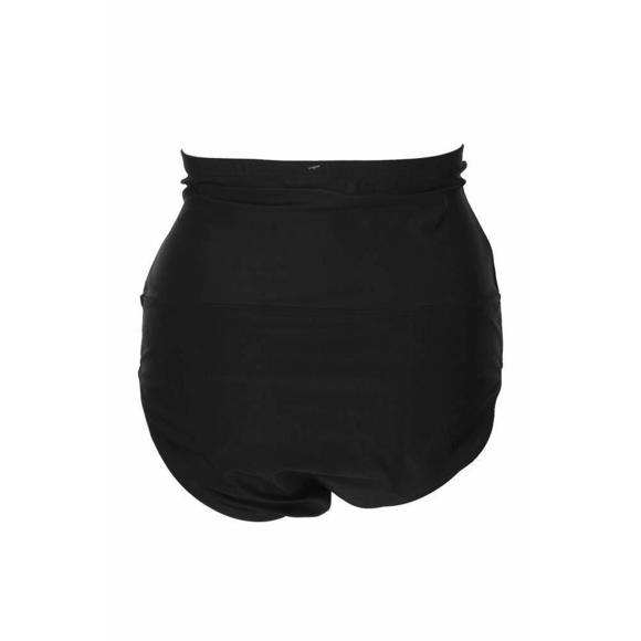 Island Escape Women's High-Waist Control-Top Bikini Bottom Black 12 - Picture 2 of 3